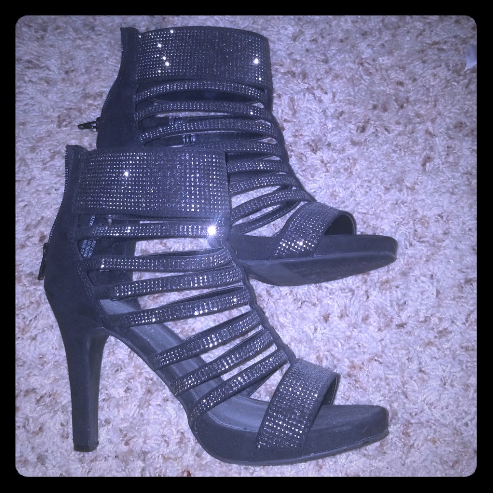 Bedazzled black heels